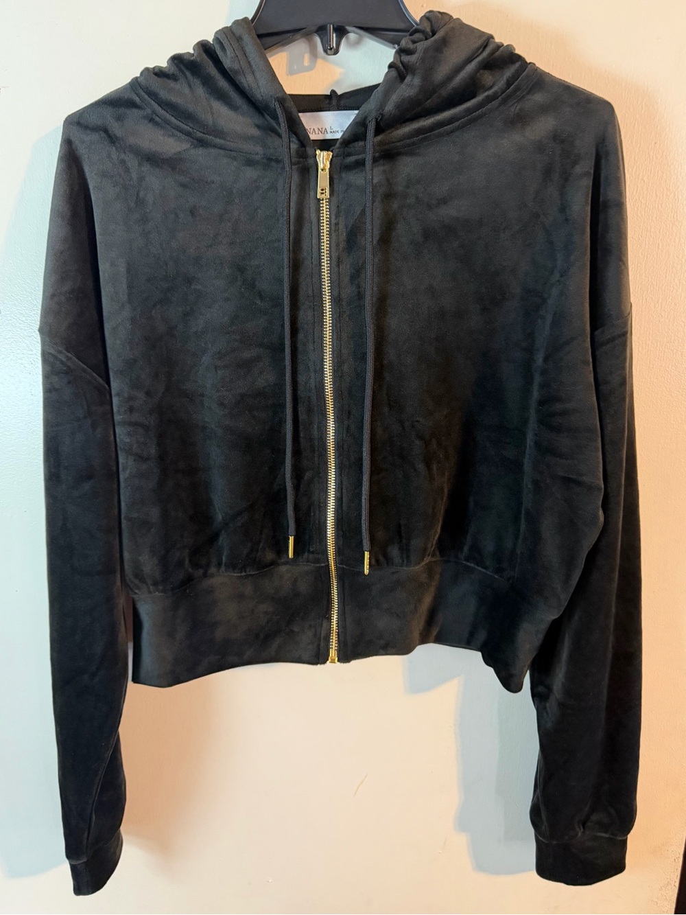 Zenana Outfitters Black Suede-Look Zip Hoodie and Pants Size L